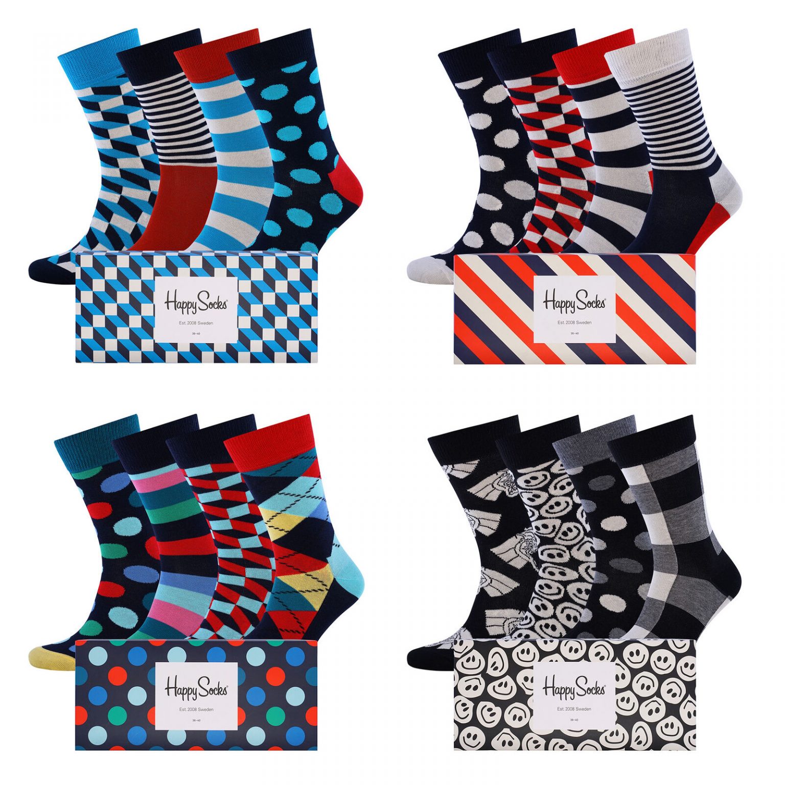 4 Paar Happy Socks Unisex Socken Strümpfe mit Geschenkbox für 21,95