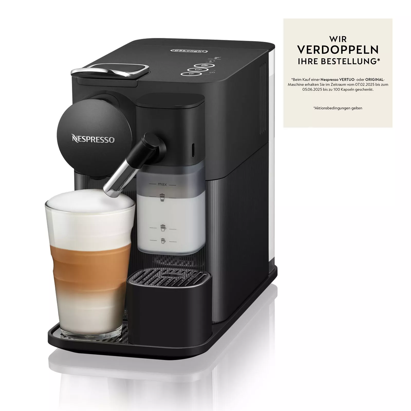 DeLonghi Lattissima One EN 510.B Nespresso Kapselmaschine Kaffeemaschine schwarz für 127,42€ inkl. Versand!