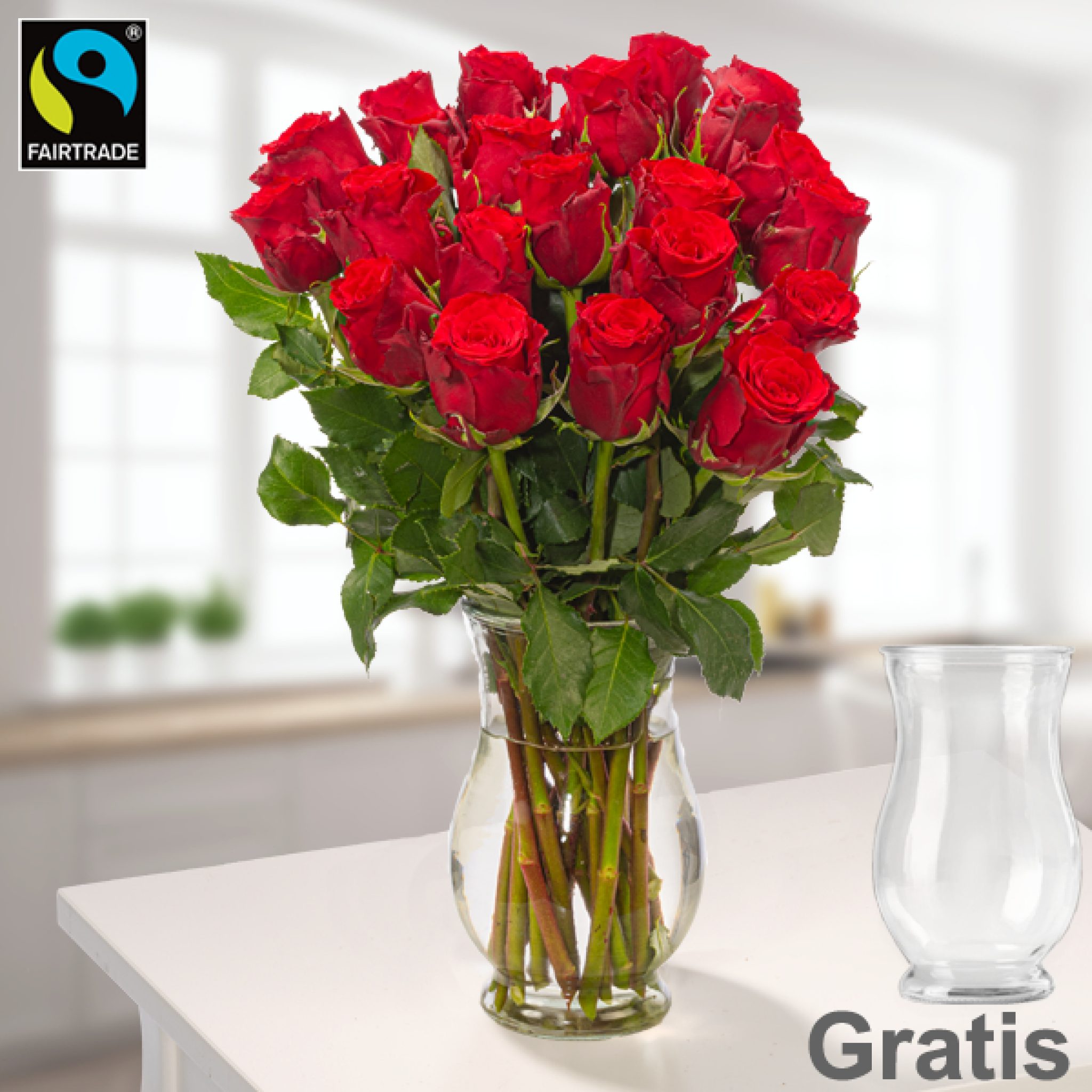 FloraPrima Deal: 20 rote Rosen im Bund mit Vase für 22,56€! – YourDealz.de