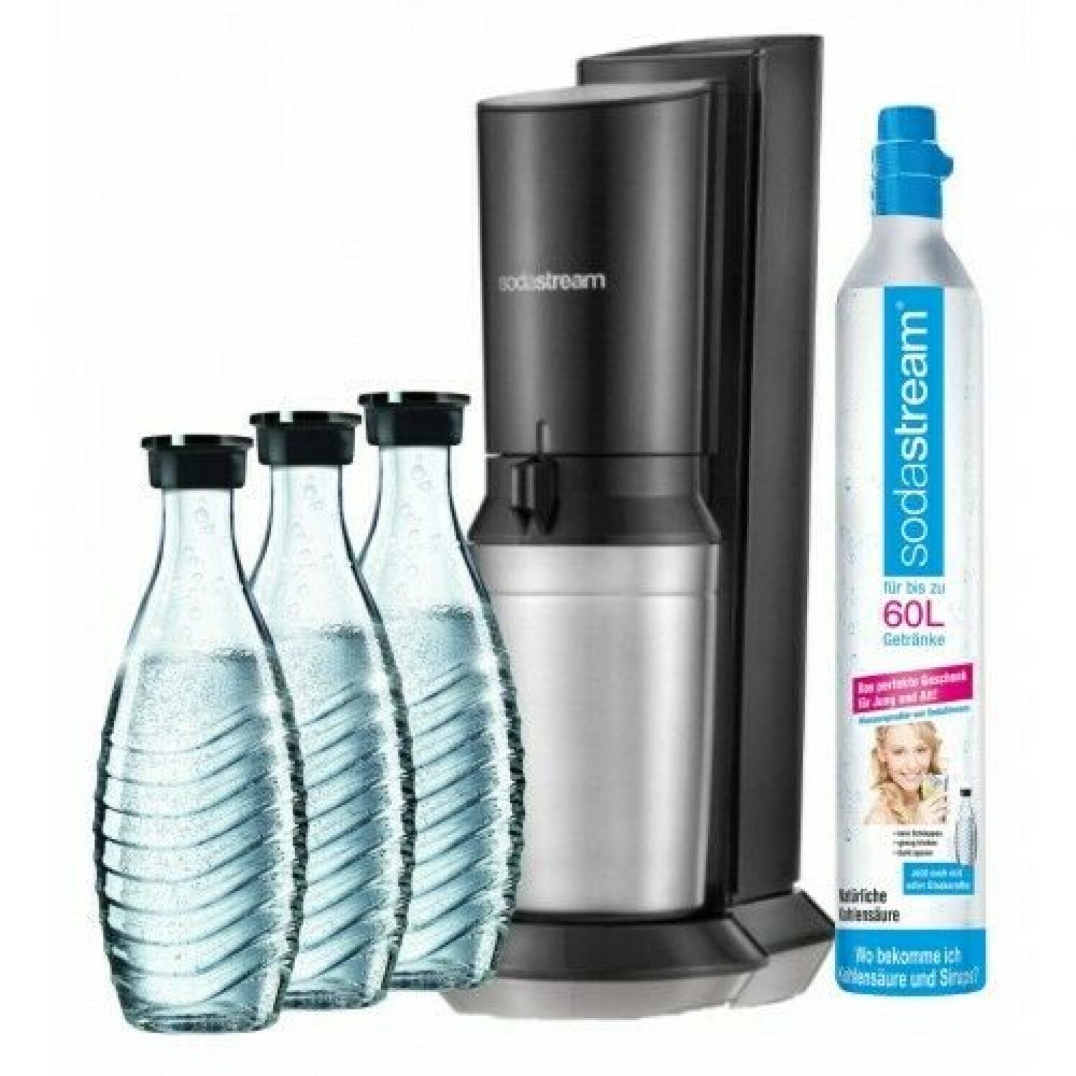 Sodastream Crystal Pack 2.0 Megapack Wassersprudler, 3 Glaskaraffen