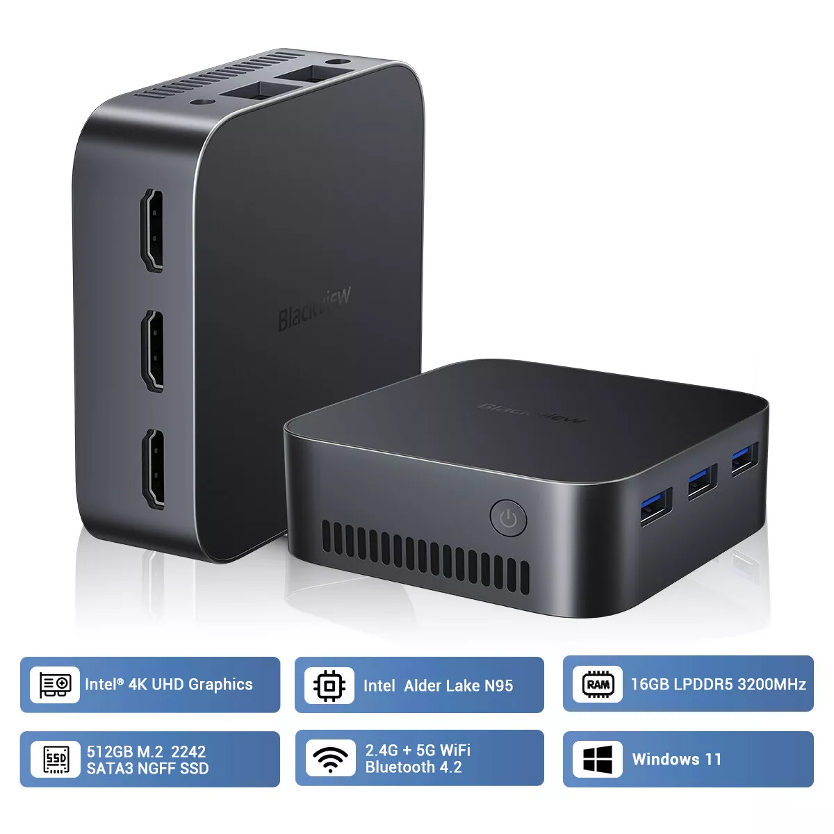 Blackview Mini PC Intel 12th MP80 Gaming Desktop Windows 11 16GB DDR5 512GB SSD für 179,10€ inkl. Versand!