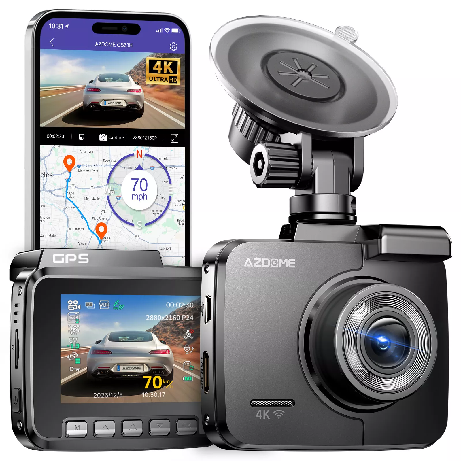 AZDOME Smart Dashcam 4K 2160P UHD WIFI GPS G-Sensor Auto DVR Recorder Nachtsicht für 56,39€ inkl. Versand!