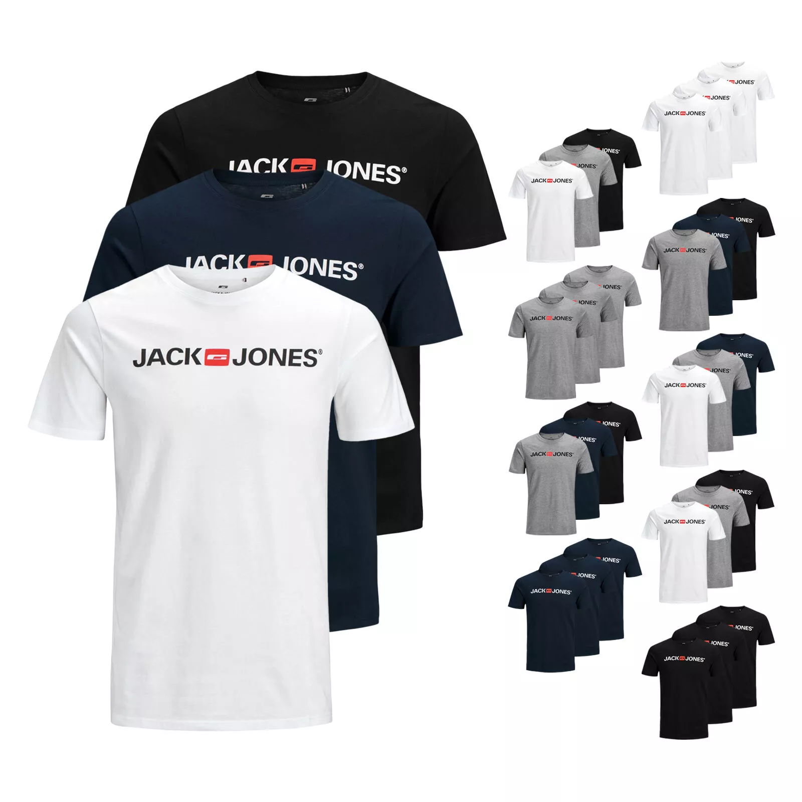3er Pack JACK & JONES Herren T-Shirts Logo Tee Crew Neck für 26,39€ inkl. Versand!