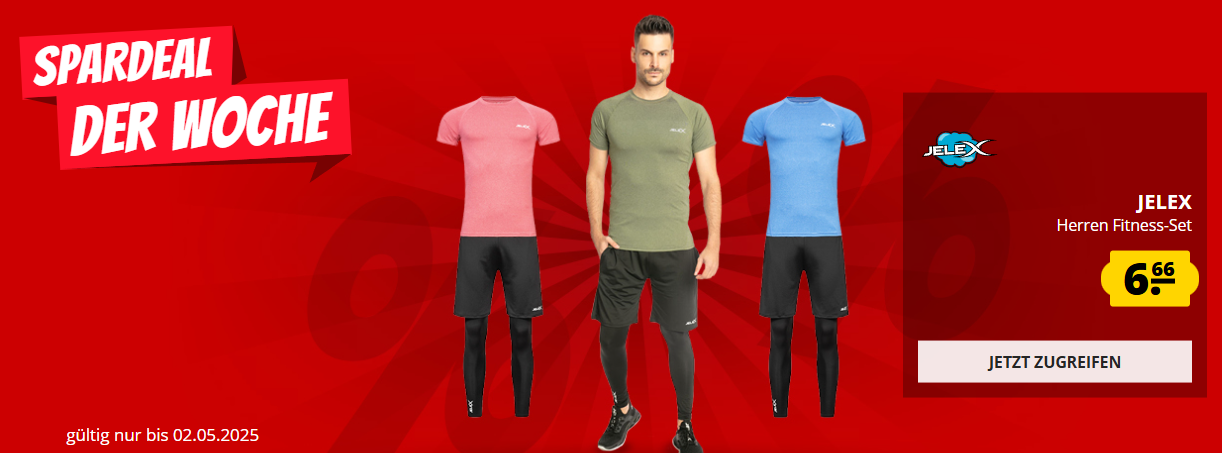 Spardeal der Woche bei SportSpar – JELEX Sportinator Herren Fitness-Set 3-tlg. für 6,66€ inkl. Versand!