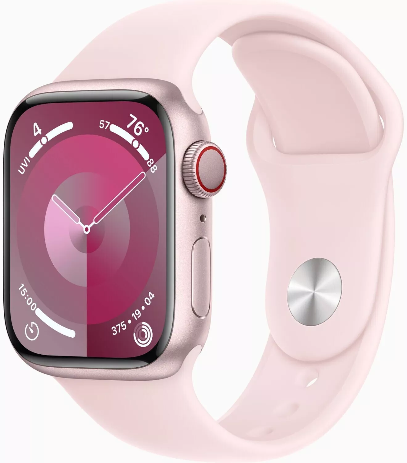Apple Watch 9 Cell Alu Pink 41mm A2982, Pink Silicon Band für 319,90€ inkl. Versand!