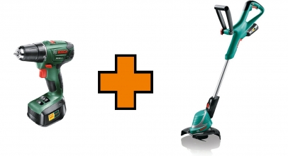 Bosch Akkuschrauber PSR 1800 Li-2 + Rasentrimmer Universal GrassCut 18-260 für 98,90€