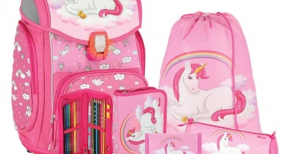 5-tlg. Schulranzen Set Einhorn Turnbeutel Federmappe Geldbeutel Reflektoren LED für 52,11€ inkl. Versand!