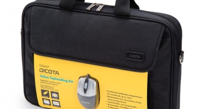 DICOTA Value Toploading Kit 39,6 cm (15.6″) Notebook-Tasche inkl. optische Maus, schwarz für 9,90€