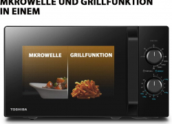 Toshiba MW2-MG20PF(BK)/GE Mikrowellenherd 800 W mit knuspriger Grill- & Kombigarfunktion, 5 Leistungsstufen, 1000 W Grillleistung, Schwarz mit 60% Rabatt inkl. Versand!