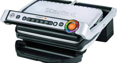 Tefal OptiGrill Kontaktgrill, 6 Programme, Garstufenanzeige, Abnehmbare Platten, Manueller Modus, Elektrogrill, Edelstahl-Schwarz mit 54% Rabatt!