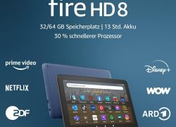 Fire HD 8-Tablet, 8-Zoll-HD-Display, 64 GB, 30 % schnellerer Prozessor, für Unterhaltung unterwegs (2022), schwarz mit 48% Rabatt inkl. Versand!