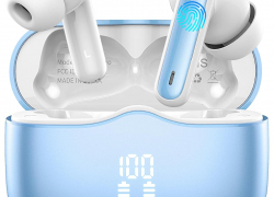 Kopfhörer Kabellos Bluetooth 5.3 In Ear-Kopfhörer mit 4 ENC Noise Cancelling Mic, Tiefer Bass Earbuds 40Std, IP7 Wasserdicht (Blauer See) mit 77% Rabatt!