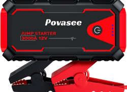 Povasee Starthilfe Powerbank, 3000A für 12V Fahrzeuge (Bis zu 10L Benzin/8L Diesel), Starter Powerbank mit LED, 2 Schnelllade USB Ausgänge, Batterie Jump Starter + Starthilfekabel mit 26% Rabatt inkl. Versand!