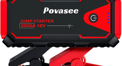 Povasee Starthilfe Powerbank, 3000A für 12V Fahrzeuge (Bis zu 10L Benzin/8L Diesel), Starter Powerbank mit LED, 2 Schnelllade USB Ausgänge, Batterie Jump Starter + Starthilfekabel mit 26% Rabatt inkl. Versand!