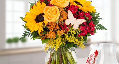FloraPrima Deal – Blumenstrauß Sommergefühl mit Vase & Ferrero Raffaello für 27,90€!