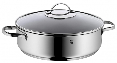 WMF Schmorpfanne inkl. Glasdeckel, Ø 28 cm, Cromargan Edelstahl beschichtet, hoher Rand, induktionsgeeignet, v5,0l für 49,99€