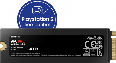 Samsung 990 PRO Heatsink NVMe M.2 SSD mit Kühlkörper, 4 TB, PCIe 4.0, 7.450 MB/s Lesen, 6.900 MB/s Schreiben, Interne SSD mit RGB für PC-/Konsolen-Gaming und Videobearbeitung, MZ-V9P4T0CW mit 21% Rabatt inkl. Versand!