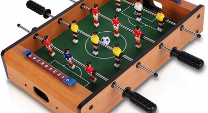 Virhuck Mini Tischplatte Tischkicker Tischbillard, Indoor & Outdoor Tisch Fußball Spiel Set für Kinder (Tischkicker) für 15,40€
