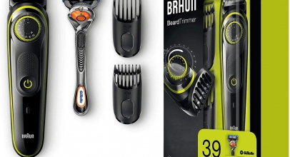 Braun Barttrimmer / Haarschneider BT3041(39 Längeneinstellungen, inkl. Gillette Rasierer, schwarz/grün) für 29,99€