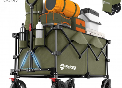 Sekey XXL Plus Faltbarer Bollerwagen 200L, 150KG Tragkraft, Geländetauglich mit Bremsen, Handwagen Patentiert, Klappbar aus Vier Richtungen, XXL-PlusG 4010, Olivgrün mit 27% Rabatt inkl. Versand!