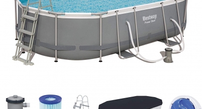 Bestway Power Steel Frame Pool XL-Set, oval (488x305x107 cm) für 349,08€