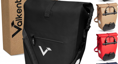 Valkental – 2-in-1 Fahrradtasche aus klimafreundlichem TPU – 100% Wasserdicht – Viele praktische Fächer – 23-28L Flexibles Volumen mit Laptopfach – Gepäckträgertasche in Schwarz mit 40% Rabatt inkl. Versand!