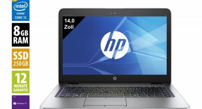 HP EliteBook 840 G3 14,0 Zoll (Core i5-6300U @ 2,4 GHz – 8GB RAM – 250GB SSD – FHD (1920×1080) – Webcam – Win10Pro) für 369€