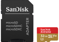 SANDISK Extreme UHS-I Micro-SDXC Speicherkarte, 32 GB, 100 MB/s, UHS Class 1 (für 4K-Videos geeignet) für 7€