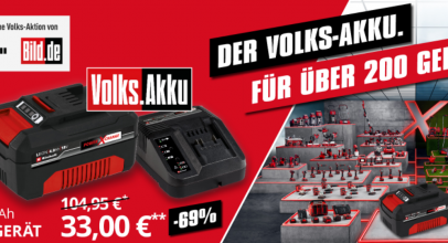 Hagebaumarkt – Volks-Akku + Ladegerät für über 200 Geräte mit 69% Rabatt!