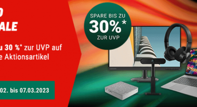 Notebooksbilliger – LENOVO Tech-Sale – bis zu 30% Rabatt auf ausgewählte Aktionsartikel!