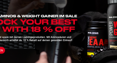 Body Attack – Aminosäuren oder Weight Gainer mit 18% Rabatt!