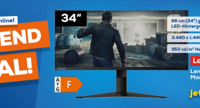 EURONICS – Weekend-Deal – Lenovo G34w-10 86 cm (34″) Monitor schwarz / F für 299€ inkl. Versand!