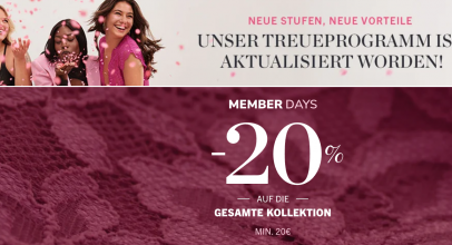 Hunkemöller – MEMBER DAYS – 20% Rabatt auf die gesamte Kollektion!