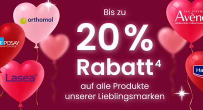 VALENTINSTAG bei DocMorris – Staffelrabatt bis zu 20% auf alle Produkte der Lieblingsmarken!