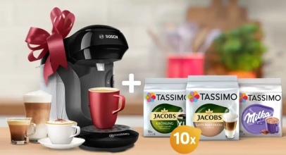 TASSIMO Vielfaltspaket – bestehend aus 10 Packungen + Happy Maschine GRATIS + 20€ Coupons für 64,90€ inkl. Versand!