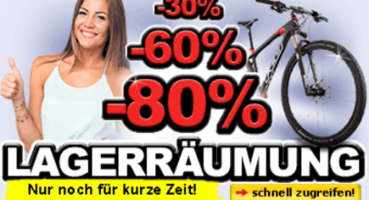 Raddiscount – Lagerräumung – Bekleidung und Fahrräder mit bis zu 80% Rabatt!