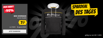 Spardeal des Tages bei SportSpar – BEN SHERMAN Two Colour Panel Herren Hoodie mit bis zu 90% Rabatt!