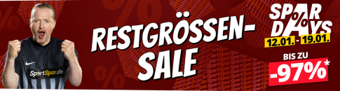 SportSpar –  SparDays – RESTGRÖSSEN SALE – bis 97% Rabatt auf ausgewählte Artikel!