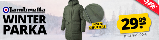 SportSpar – Lambretta Herren gefütterter Winter Parka mit 77% Rabatt!