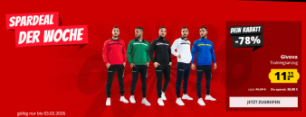 Spardeal der Woche bei SportSpar – Givova One Full Zip Trainingsanzug – verschiedene Farben und Größen für je 11,11€!