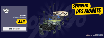 Spardeal des Monats bei SportSpar – MUWO faltbarer Bollerwagen 100 L, max. 110 kg für 44,44€!