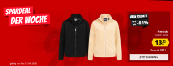 Spardeal der Woche bei SportSpar – Reebok Polar Fleece Damen Jacke  – verschiedene Farben – bis zu 81% Rabatt!