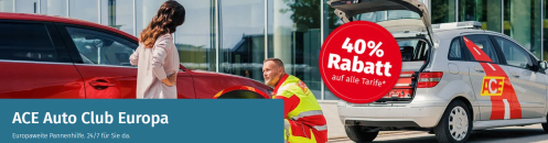 ACE – Auto Club Europa – 40% Rabatt auf alle Tarife!