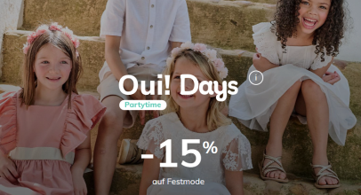 Vertbaudet – OUI DAYS! – 15% Rabatt auf ausgewählte Festmode + Home-Artikel!