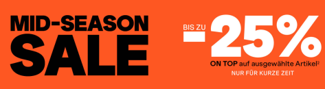 SportScheck – MID-SEASON SALE – bis 25% Rabatt on Top auf ausgewählte Artikel!