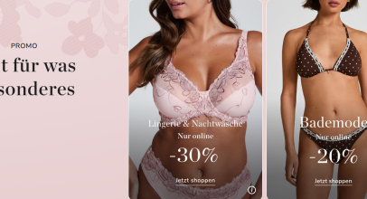 Hunkemöller – 30% Rabatt auf ausgewählte Dessous und Nachtwäsche + 20% Rabatt auf ausgewählte Bademode!
