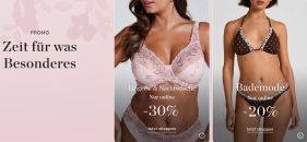 Hunkemöller – 30% Rabatt auf ausgewählte Dessous und Nachtwäsche + 20% Rabatt auf ausgewählte Bademode!