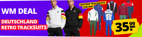 SportSpar – WM DEAL – Deutschland “Retro Tracksuit” JELEX Herren Heim Präsentationsanzug für 35,99€!