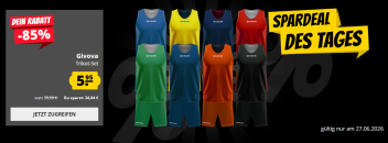 Spardeal des Tages bei SportSpar.de – Givova Basketball Wende Trikot-Set mit 85% Rabatt!