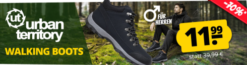 SportSpar – URBAN TERRITORY Black Lace Hiker Boot Herren Walking Schuhe mit 70% Rabatt!